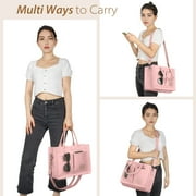 Cshidworld Canvas Tote Bag for Women With Pockets, Laptop Work Crossbody Everyday Satchel, Purses Everything Shoulder Tote Bag Everyday Satchel Handbags Messenger Gym Totes, Pink
