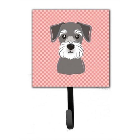 Checkerboard Pink Schnauzer Leash & Key Holder