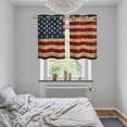 thumbnail image 5 of Vintage American Flag Kitchen Curtains Small Short 39 Inch Length, Retro USA Flag Blue Red Grommet Top Bedroom Living Room Curtains, Light Filtering Cafe Curtain Drapes 2 Panels Set 55''x39'', 5 of 9