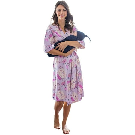 

Baby Be Mine Maternity Mommy & Me Delivery Robe with Matching Baby Swaddle Blanket & Hat Set Pregnancy Robe For Women Nursing Robe Maternity Robe
