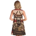 thumbnail image 6 of Lafuoo Patriotic Deer Soldier Salute Pattern Women's Sleeveless Dress, Round Tie Pocket Short Sleeve Dress Summer Clothing, Suitable for Vacation, Leisure, Work-Small, 6 of 8