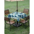 thumbnail image 3 of Outdoor Tablecloth with Umbrella Hole and Zipper, Blue Geometric Moroccan Square Table Cloth 60x60 Inch Waterproof Tablecloth, Abstract Art Blue Ombre Modern Picnic Table Cover for Patio Camping, 3 of 7