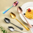 thumbnail image 6 of 2 in 1 Salad Spoon Fork Long Handle Stainless Steel Soup Spoons 5 Colors Dishwasher Tableware Spork Dessert Spoons, 6 of 10