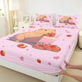 thumbnail image 3 of jejeloiu Cute Capybara Bed Sheets,Red Strawberry Doughnut King Sheets For Girls Boys 4pcs, 3 of 7