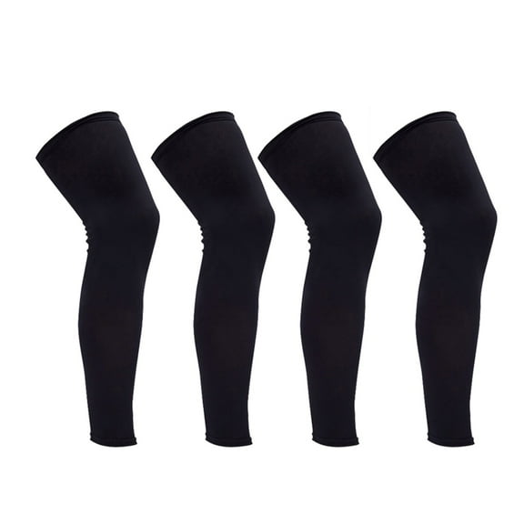 4 leg compression sleeves of nylon and spandex material sweat absorbing and breathable providing leg support multiple sizes