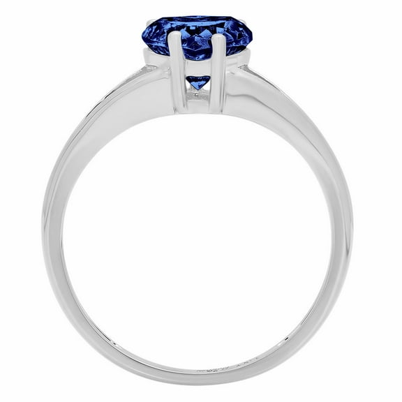 1 ct Heart Cut Simulated Tanzanite Solitaire Engagement Ring for Women in 14K White Gold