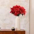 thumbnail image 2 of QYMHOODS Artificial Flowers 35 cm Artificial Silk Red Poinsettia Christmas Bouquet 4 Count, 2 of 12