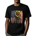 thumbnail image 6 of USA Flag Sunflower Men's T Shirts T-Shirt for Men Crew Neck Tees Cotton Tops, Black, S, 6 of 7
