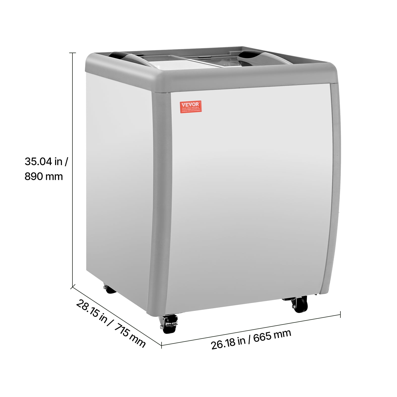 VEVOR Commercial Ice Cream Display Case, 5.6 Cu.ft Chest Freezer, Restaurant Gelato Dipping Cabinet Top Deep Freezer with Locking Casters, Sliding Glass Door, LED Lighting, Hold 4 Ice Cream Tubs