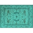 thumbnail image 1 of Ahgly Company Machine Washable Indoor Rectangle Oriental Turquoise Blue Industrial Area Rugs, 5' x 7', 1 of 4