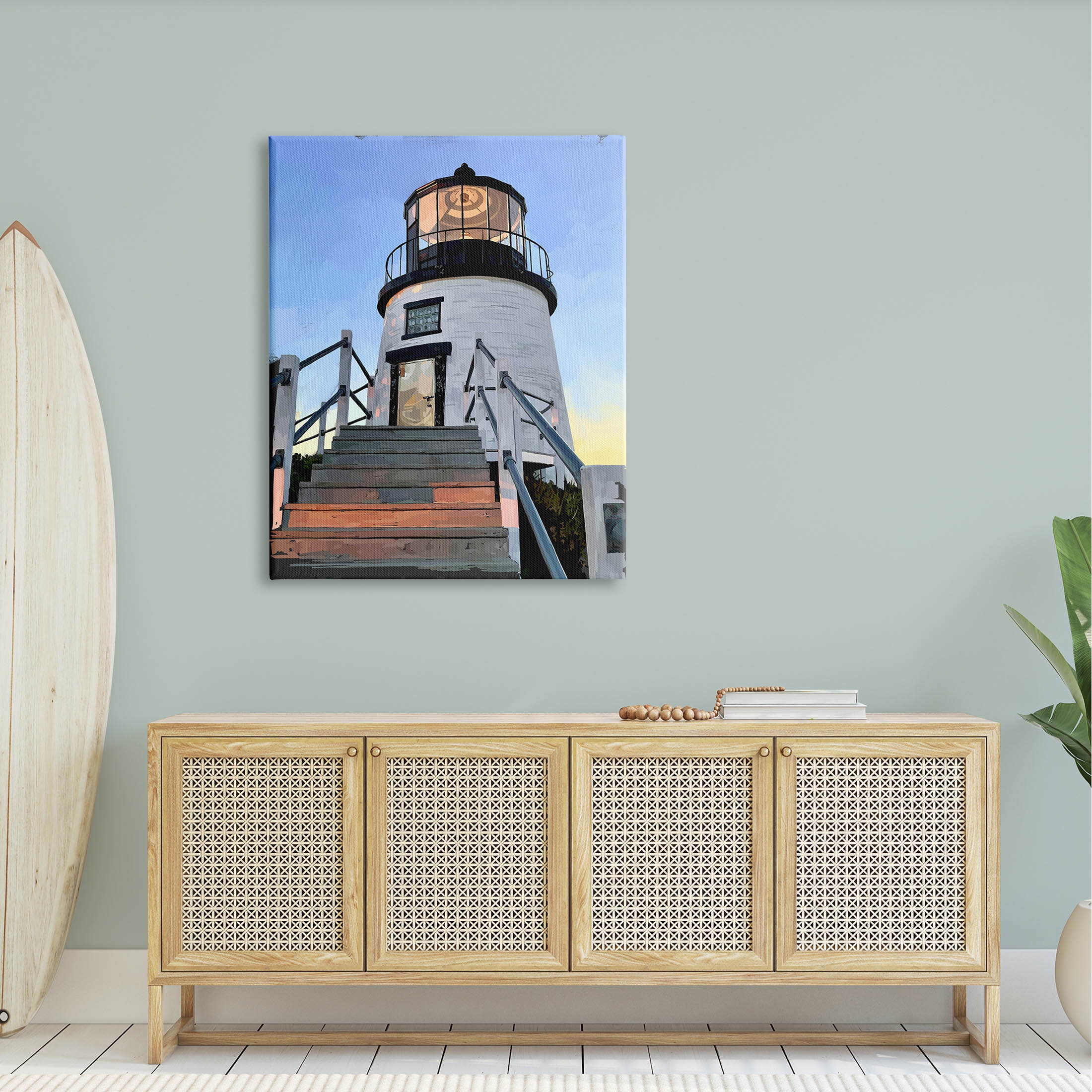 Coastal Lighthouse Beacon Coastal Graphic Art Gallery Wrapped Canvas Print Wall Art