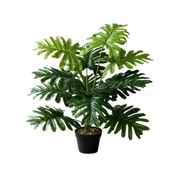 Artificial Plants Philodendron Bipinnatifidum Potted Plants 19.68 Inch Tall for Home Office Living Room Ornament Indoor Desktop
