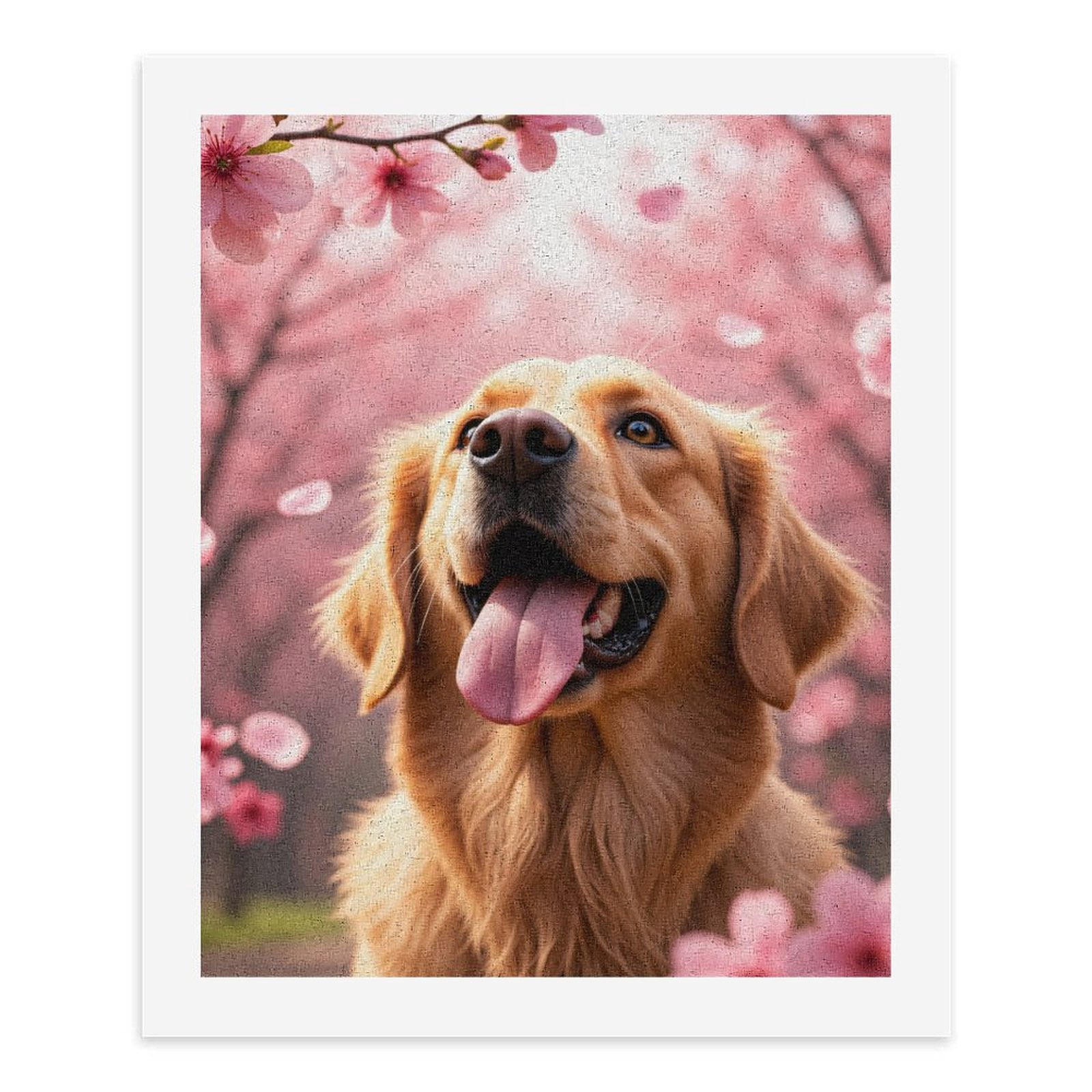 Paint By Numbers Kit for Adults Beginner - DIY Golden Retriever Cherry Blossoms Canvas Painting Kits for Adults, Frameless Paint By Number for Adults for Home Wall Decor 16x20 Inch