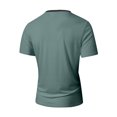 thumbnail image 4 of Mens Casual Pocket Henley Shirt Short Sleeve V Neck Tee Top Summer Breathable Lightweight Comfort Fit Out Active Wear Dark Green XL, 4 of 5