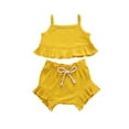 thumbnail image 2 of HAOTAGS Toddler Girls Solid Color Tank Top with Shorts Set Baby Girl 2 Piece Sleeveless Outfit Sets Yellow Size 18-24M, 2 of 2