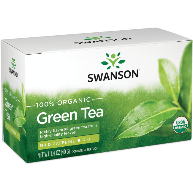Swanson 100 Organic Green Tea 20 Sachets.