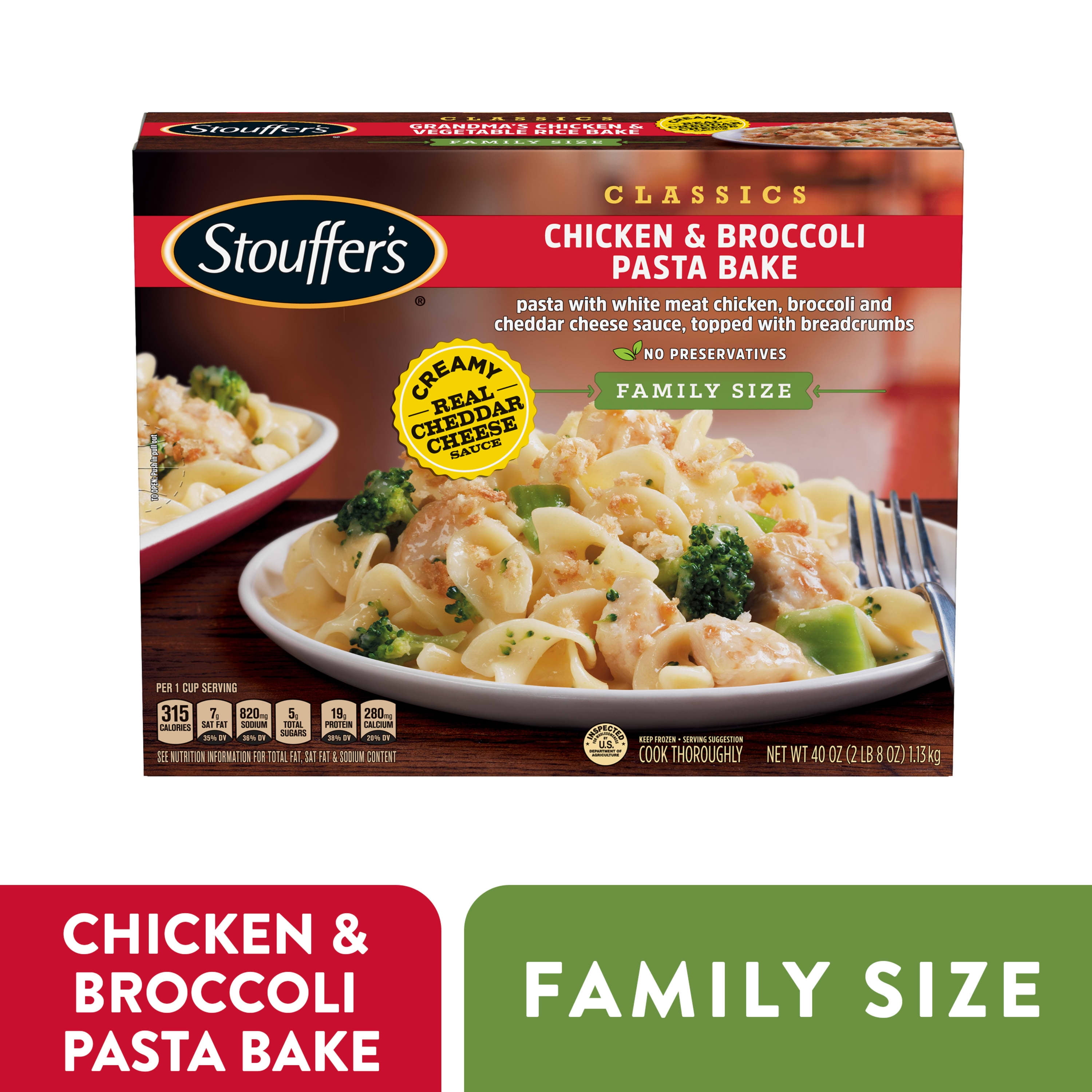 Stouffer's Chicken and Broccoli Pasta Bake Family Size Frozen Meal, 40 ...