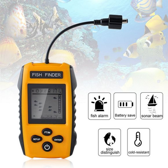 Portable 0.6-100M Depth Smart Fishing Finder with Sonar Sensor Echo Sounder Alarm Identify the size of the fish