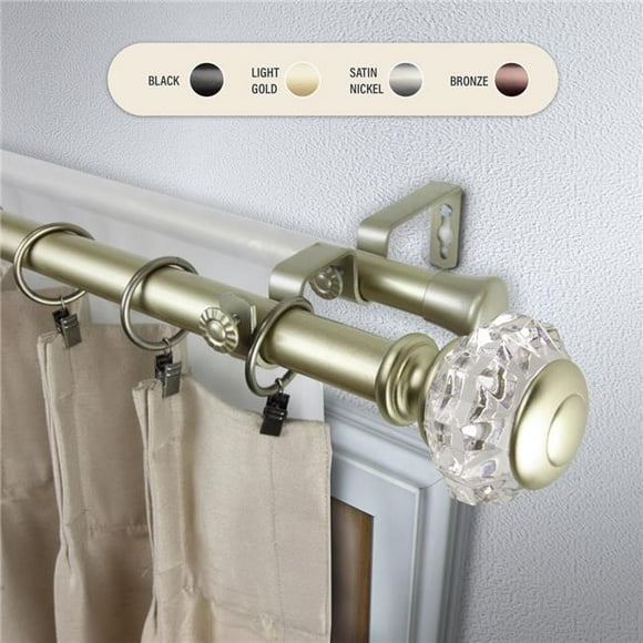 Central Design 100-59-1603-D 1 in. Lyla Double Curtain Rod with 160 to 240 in. Extension, Gold