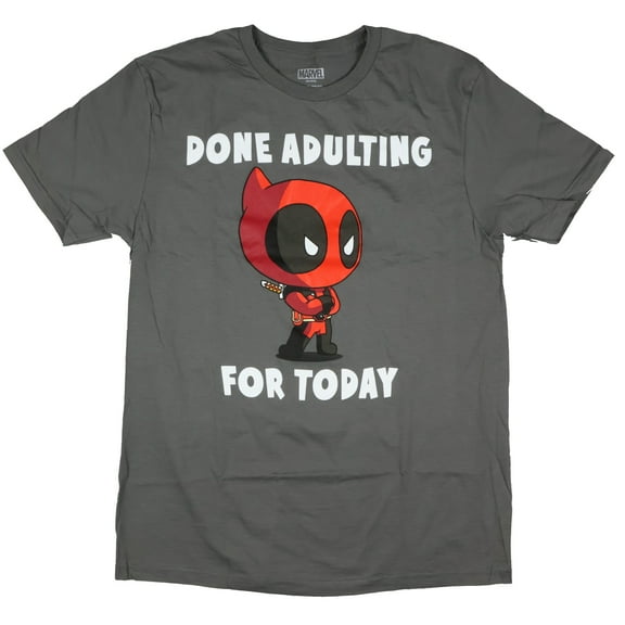 Marvel Deadpool Shirt Mens Done Adulting For Today Chibi Graphic Print Tee