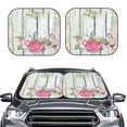 thumbnail image 2 of Gaeub Vintage Wood with Floral Print 2-Piece Windshield Sun Shade,Foldable Car Front Window Sunshade,for Most Cars SUV Truck,Heat Blocker Visor Protector-Small, 2 of 7
