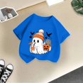 thumbnail image 5 of UAYOTSE Girls Halloween Short Sleeve Tee Cozy Fall Ghost Halloween Graphic Crew Neck Kids Party Shirt, 5 of 5