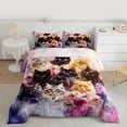 thumbnail image 2 of Castle Fairy Cartoon Floral Cats Full Size Comforter Sets,Vintage Flowers Bedding Sets, 2 of 8