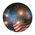 thumbnail image 2 of Fireworks Us Flag Fitted Tablecloth Round with Elastic Edged, Waterproof Wipe Clean Table Cover for Outdoor Indoor Patio Kitchen - Fits Tables 45" to 50" Diameter, 2 of 9