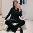 thumbnail image 4 of Pijama de terciopelo dorado para mujer, traje informal de dos piezas para exteriores, ropa de casa de estilo de lujo, Otoño, nuevo, 4 of 4