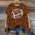 thumbnail image 2 of Cnbwig Womens Hoodies Sweatshirts Pullover Long Sleeve Crewneck Sweatshirt Football Glitter Print Sequins Loose Winter Top Soft Blouse Casual Tops Comfy Fall Fashion Outfits Winter A14-Brown M, 2 of 5