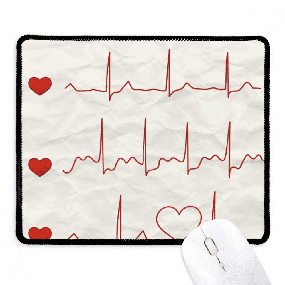 Electrocardiogram Heart Design Mousepad Stitched Edge Mat Rubber Gang