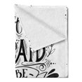 thumbnail image 2 of Saying Soft Flannel Fleece Throw Blanket, Don't Be Afraid to Be Hand Drawn Illustration with Calligraphic Letters, Cozy Plush for Indoor and Outdoor Use, 60" x 80", Black and White, by Ambesonne, 2 of 5