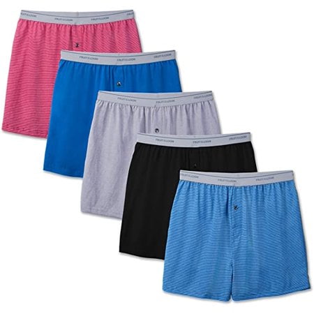 Fruit The Loom Men's 5-Pack Soft Stretch Knit Boxer - (Assorted- Colors May Vary, Small (28-30" Waist))