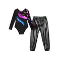 thumbnail image 3 of Doomiva Kids Girls Gymnastics Ballet Dance Leotard Bodysuit Unitard Jumpsuit with Jogger Pants Set Sport Tracksuit Star Black 12, 3 of 7