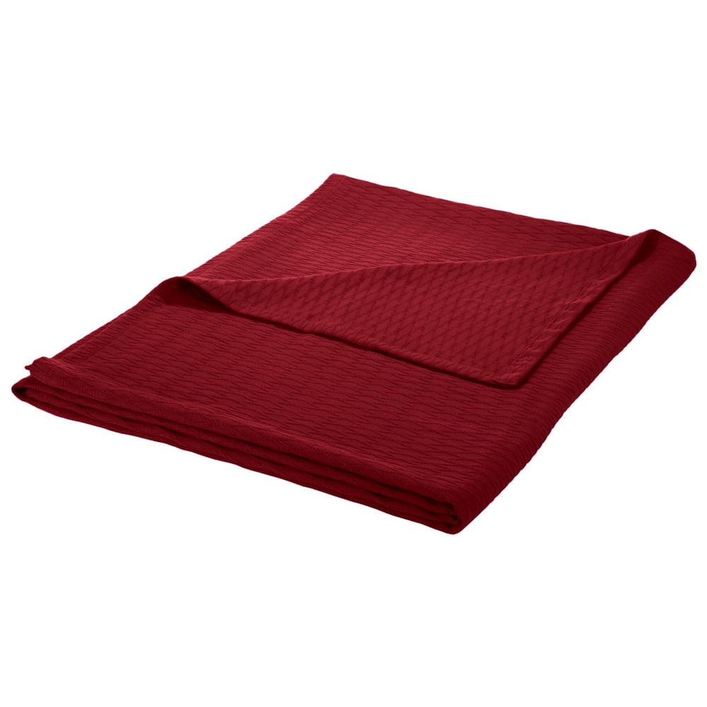 Diamond King Cotton Blanket, lightweight summer blanket, Burgundy by Blue Nile Mills Walmart