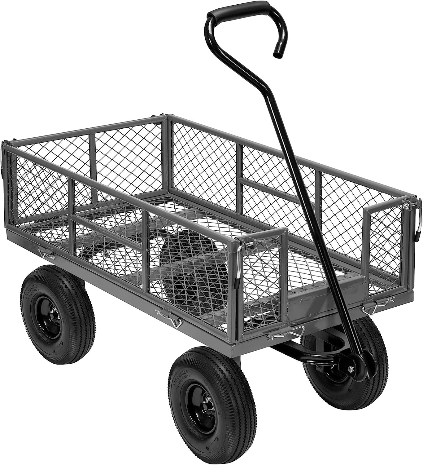 SPECSTAR Mesh Steel Garden Cart 880lb. Capacity, 38" x 21" with Removable Sides and 10 inch Wheels, Gray