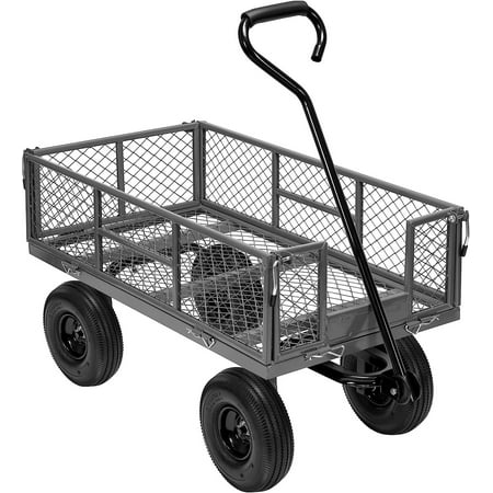 SPECSTAR Mesh Steel Garden Cart 880lb. Capacity 38 x 21 with Removable Sides and 10 inch Wheels Gray