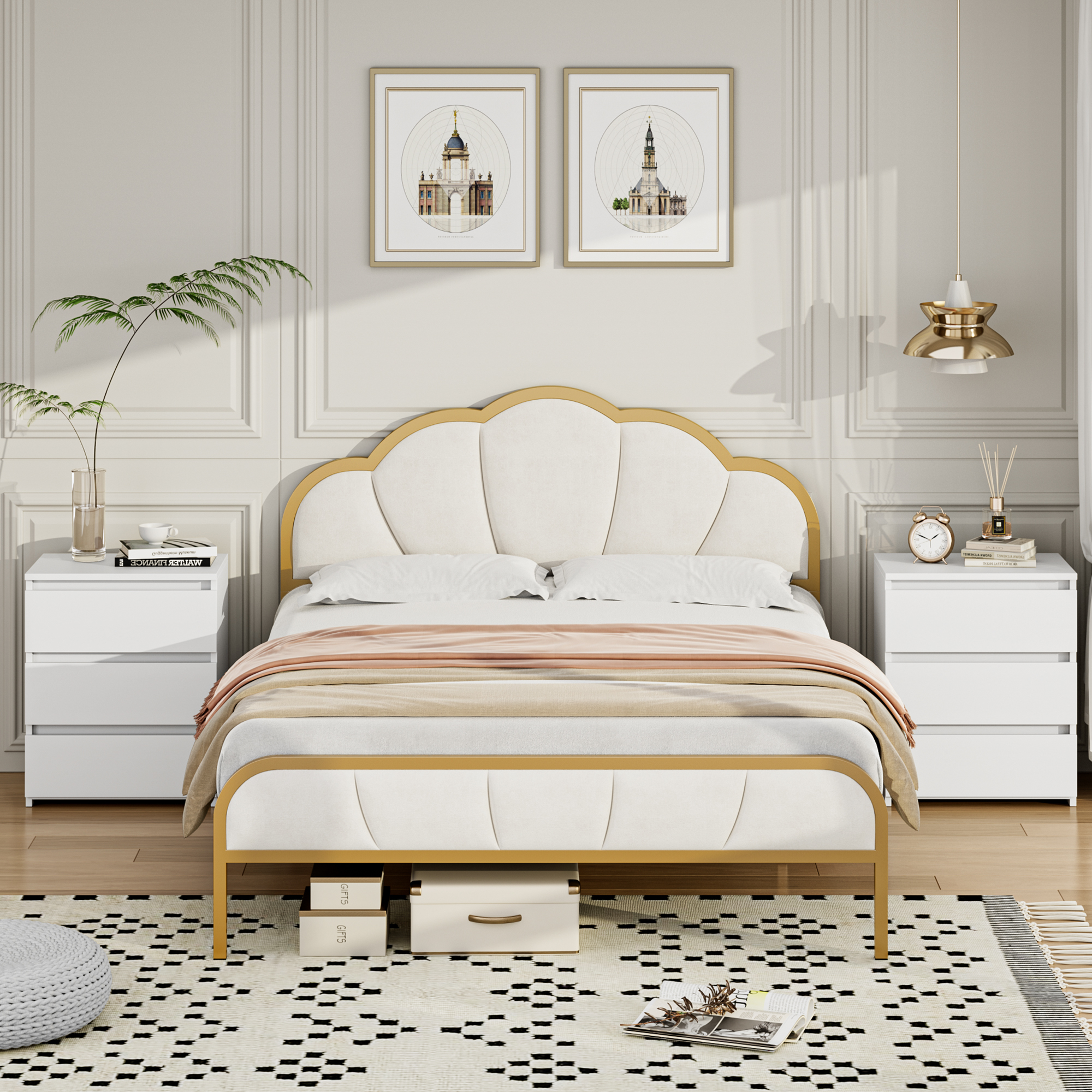 Homfa White Nightstand with 3 Drawers, Set of 2 photo 3