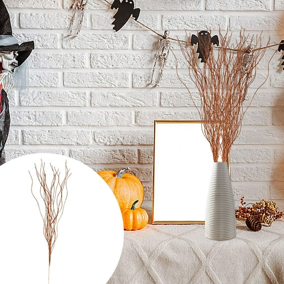 Fall Decor Artificial Orange Flowers Black Floral Stem Faux Dry Branches for DIY Bridal Bouquets Wedding Gothic Aesthetic Graduation Halloween Party Decorations