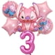 thumbnail image 2 of Juego de 6 globos de aluminio de Disney Lilo & Stitch con forma de ángel rosa para decoración de fiestas de cumpleaños de niños y niñas, suministros para baby shower, globos de aire, 2 of 5