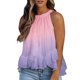 thumbnail image 1 of Gibobby Blusa con cuello halter para mujer, blusa sin mangas con estampado Floral elegante, blusas con cola de volantes, túnica fluida de verano(Rosa,CH), 1 of 5