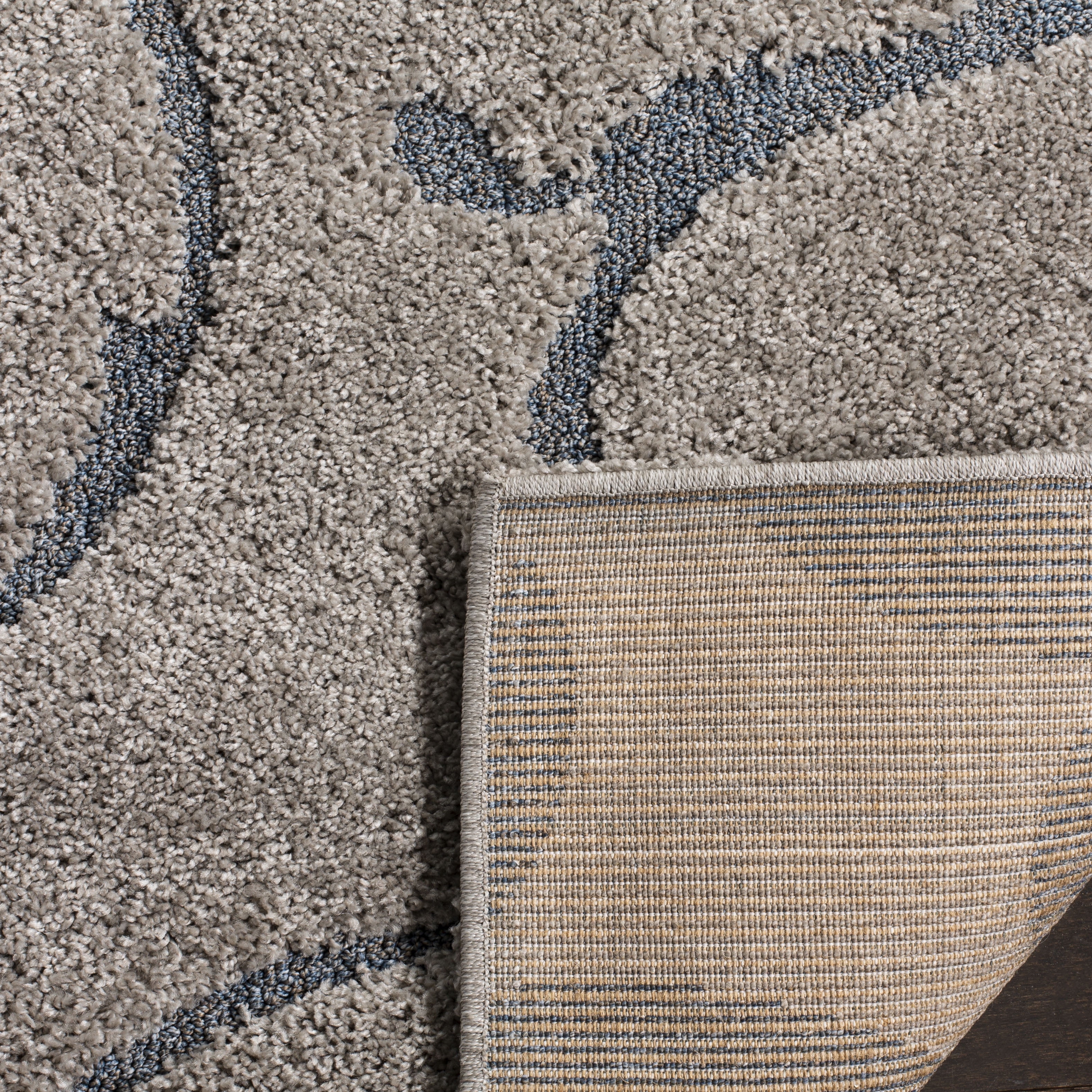 SAFAVIEH Florida Doug Floral Vines Geometric Shag Area Rug, Grey/Light Blue, 11' x 15' - X-Large - Transitional Modern Design, Grey & Light Blue, Non-Shedding & Easy Cleaning, Ultra Plush Thick Pile,