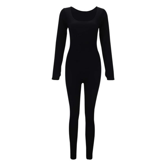 Women's Seamless Solid Color Long Sleeve Yoga Jumpsuit Outdoor Fitness Tight Sportswear