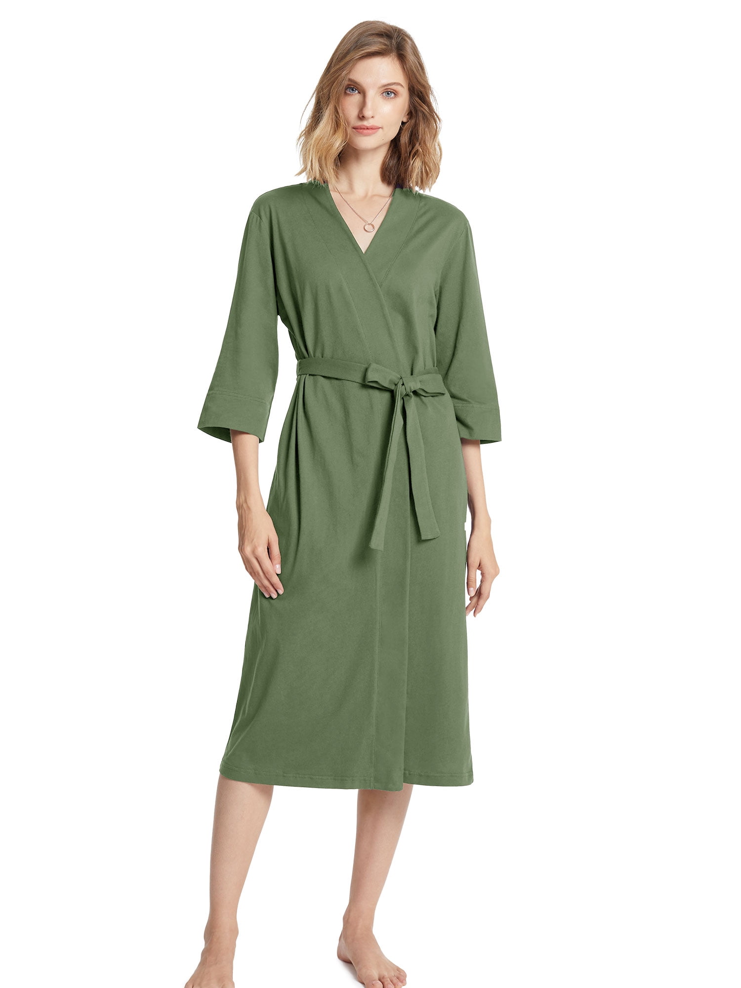 SIORO Womens Robe Terry Cloth Bathrobe Cotton Soft Warm Shawl Collar Housecoat Calf Length Hotel Spa Sleepwear with Pockets