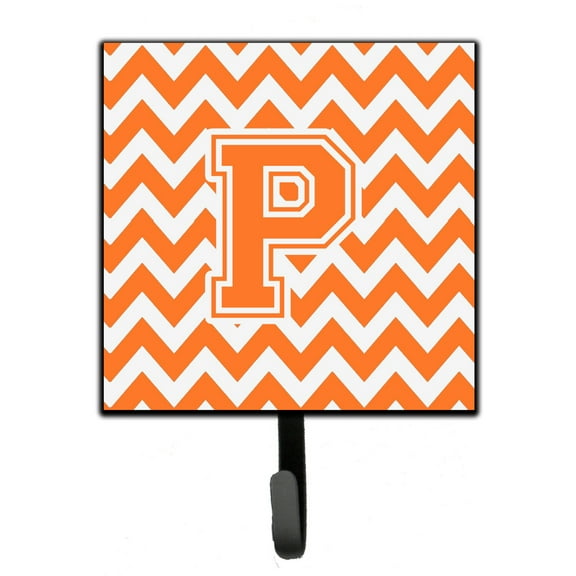 Letter P Chevron Orange and White Leash or Key Holder