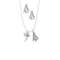 thumbnail image 2 of Delight Jewelry Silvertone Small Fairy with Clear Wings Silver tone Zig Zag Christmas Tree Charm Necklace and Stud Earrings, 2 of 4