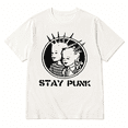 thumbnail image 2 of Women's Vintage Graphic Print T-Shirt, Punk Style Crew Neck Short Sleeve Casual Cotton Tee, Retro Streetwear Top, 2 of 7