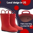 thumbnail image 6 of Kushyshoo Red Kids Rain Boots for Girls Toddler Waterproof Rubber Black Sole Panel with Easy-On Handles Size 3, 6 of 6