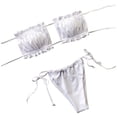 thumbnail image 5 of Bikini Plus Size Ruched Bathing Suit Two Piece Outfits for Women White , Sizes S-L, 5 of 6