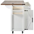 thumbnail image 2 of K&K 53" Farmhouse Kitchen Island - White with Power Outlet & Wheels, 2 of 8